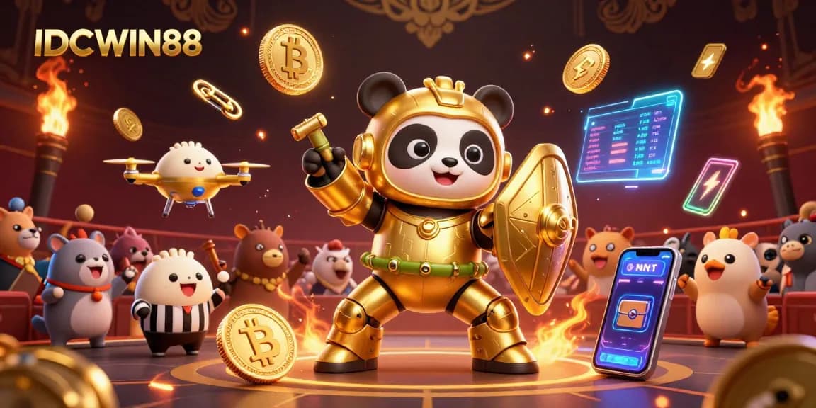 Engage with thrilling gameplay at IDCWIN88, showcasing dynamic casino elements and vibrant characters.