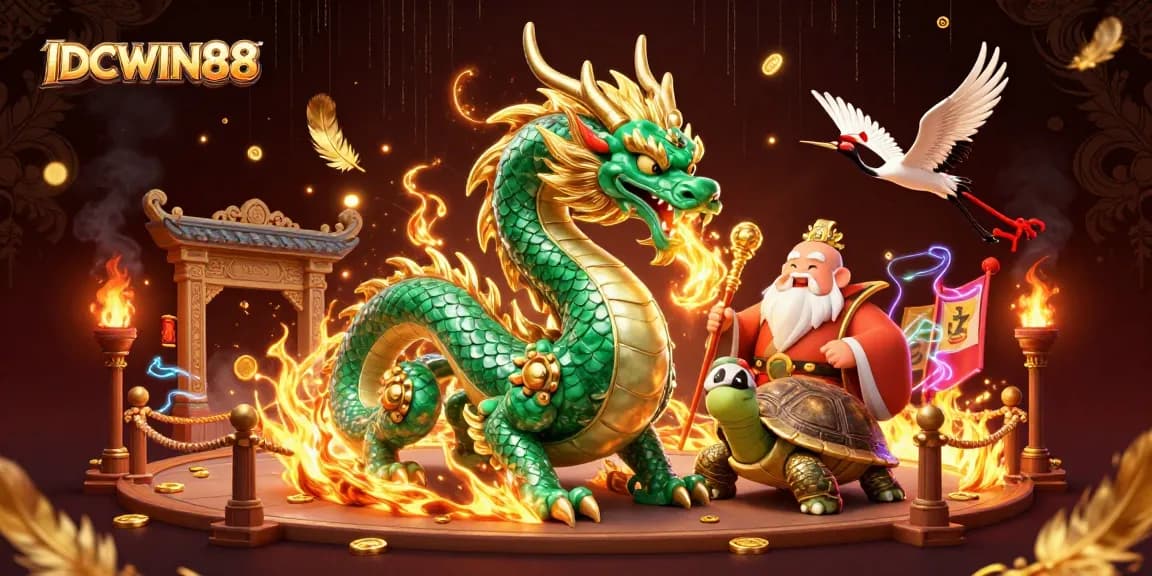 Experience thrilling wins at IDCWIN88 with a vibrant scene of casino legends and gaming energy.