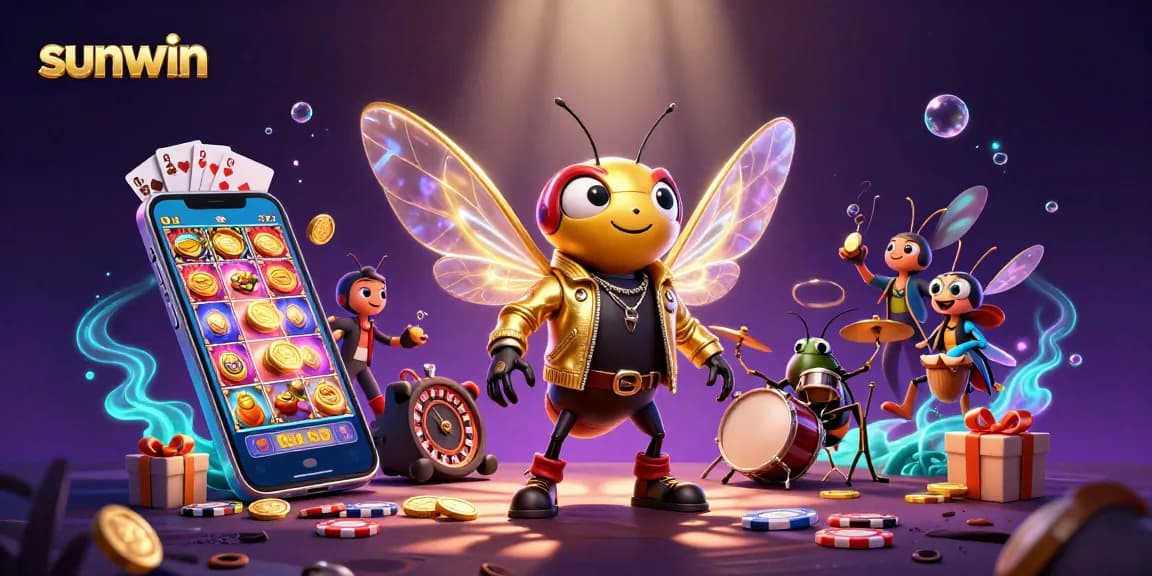 Experience thrilling gaming adventures with sunwin in this vibrant 3D casino illustration.