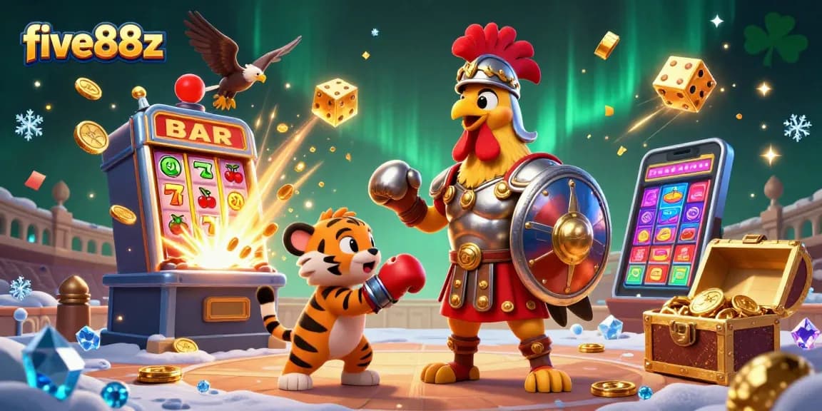 Engage with five88z while experiencing an action-packed casino scene bursting with cash and excitement.
