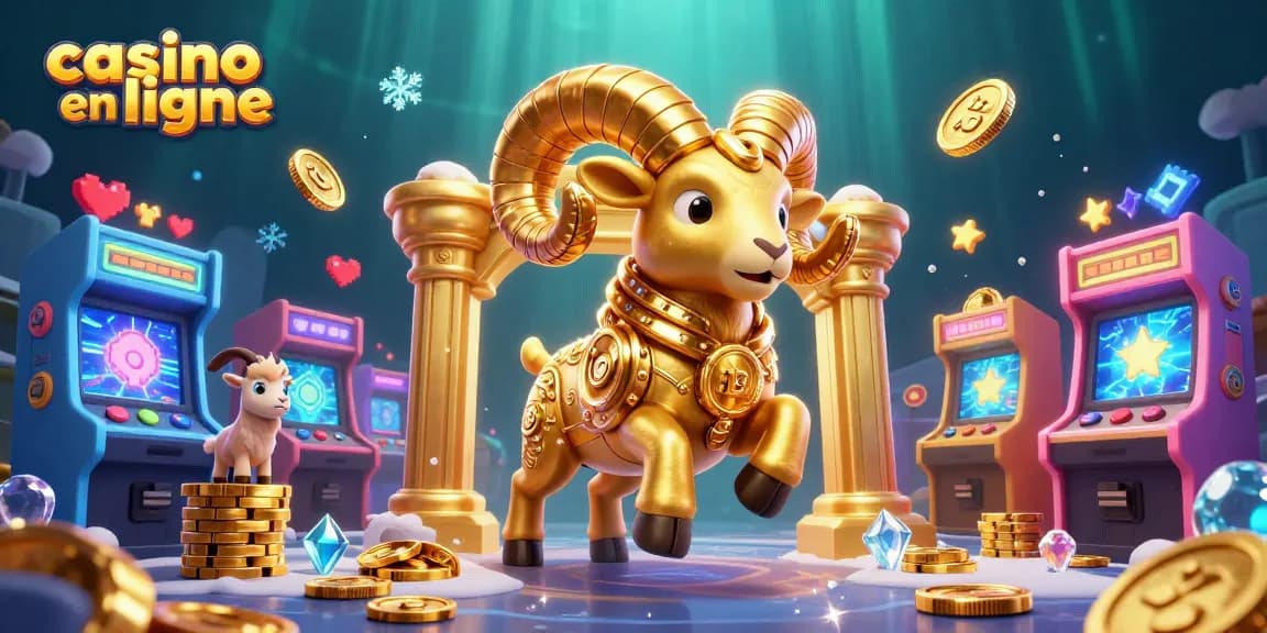 Jouer dans un casino en ligne avec des personnages en 3D et des machines colorées autour d'eux.