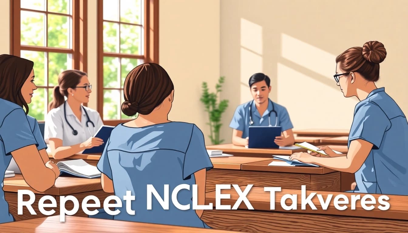 Engaging study session for repeat NCLEX taker review Houston, showcasing students collaborating in a supportive environment.