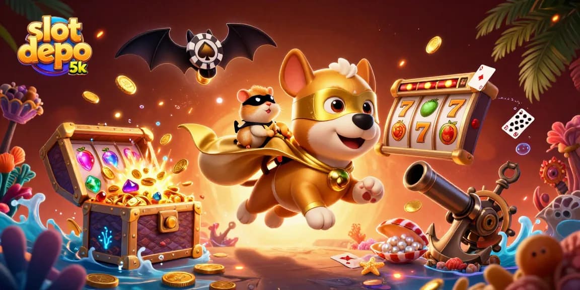 Menangkan slot depo 5k dengan gambar superhero dan koin emas di dunia kasino
