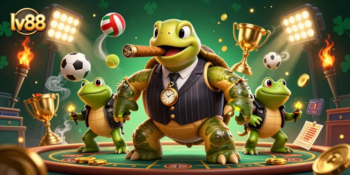 Experience the thrilling action of lv88 with vibrant casino characters and sports elements lighting up the scene.