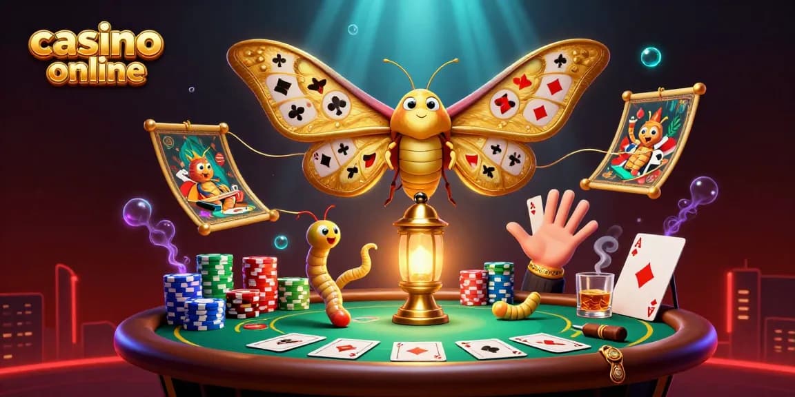 Gioca a casino online con un'illustrazione vibrante di un falco degli atlas e elementi da poker.