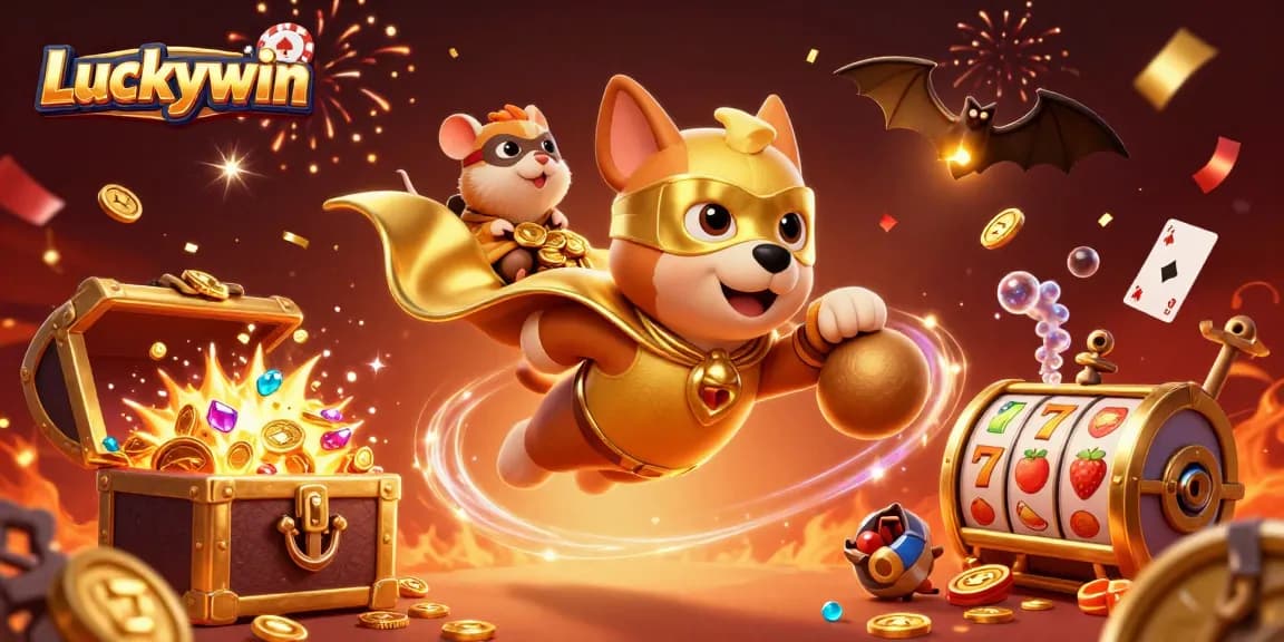 Experience big wins with Luckywin's vibrant casino adventure featuring a superhero dog