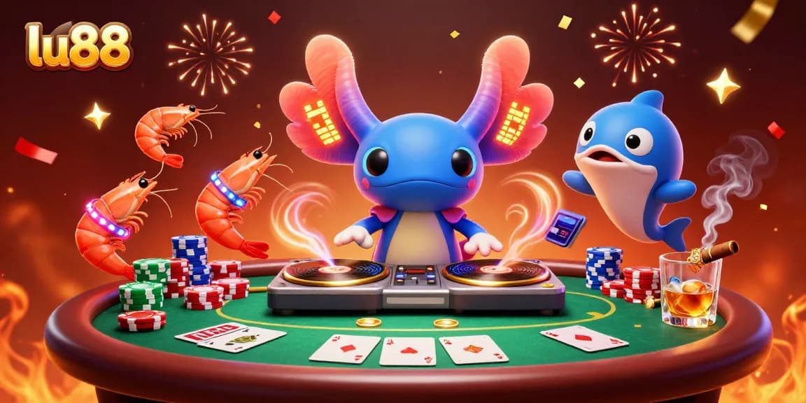 Experience the excitement at lu88 with vibrant 3D casino characters and poker elements.