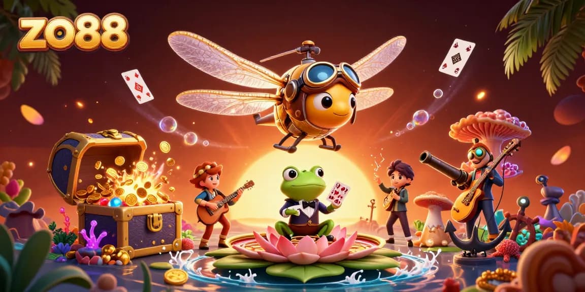 Experience thrilling gaming at zo88 with a lively casino scene featuring vibrant characters and rich details.