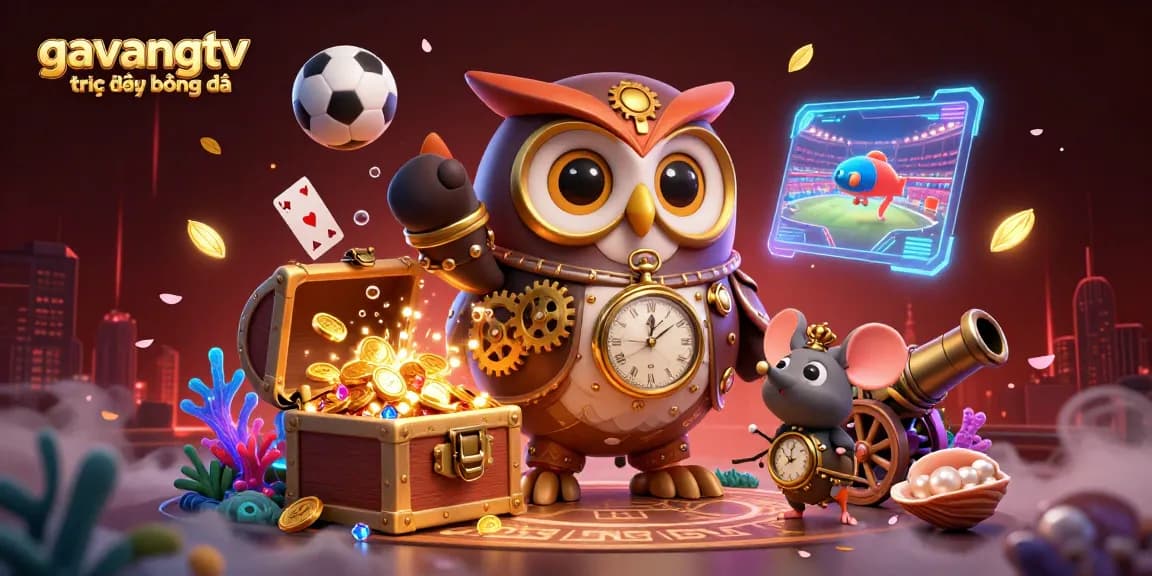 Experience sports action with gavangtv trực tiếp bóng đá, featuring a vibrant 3D casino scene filled with dynamic elements.