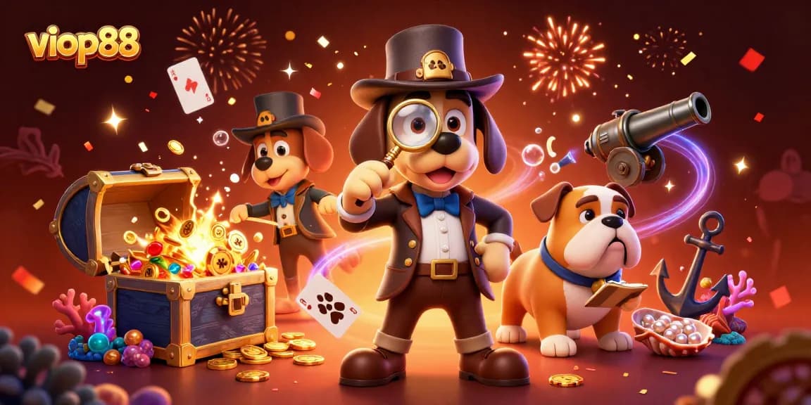 Experience treasures at viop88 in a vibrant casino-themed underwater adventure with dynamic characters.