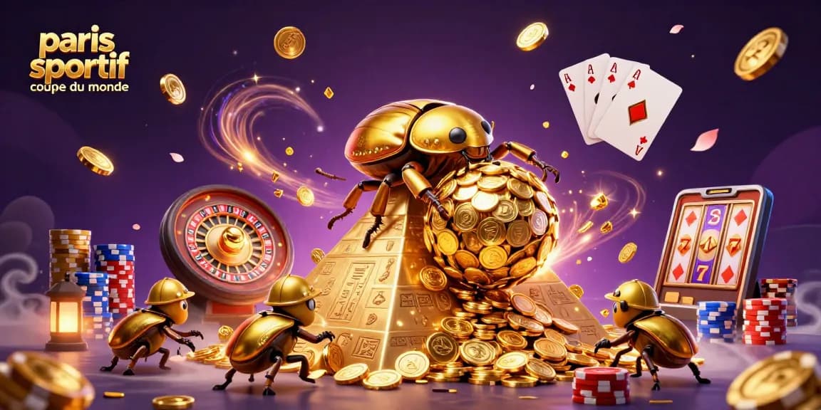 Paris sportif coupe du monde: Illustrer un scénario de paris sous tension avec des pièces d'or et des symboles de casino.