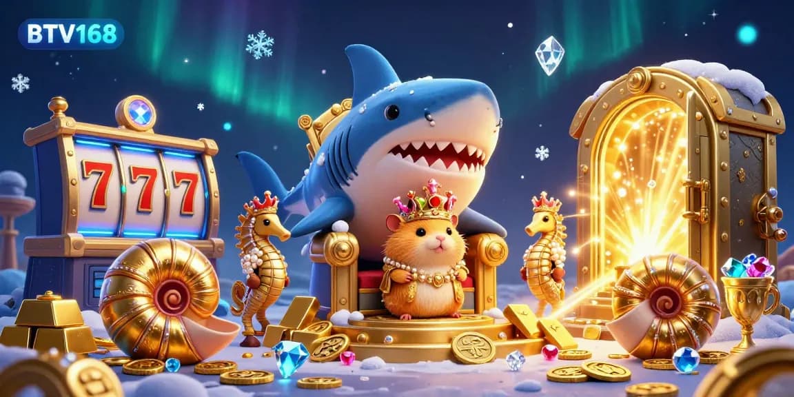 Experience thrilling gameplay with BTV168 in a vibrant casino scene featuring golden treasures and dynamic elements.