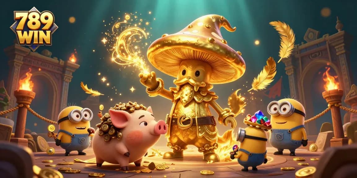 Win big at 789 WIN with magical treasures and golden odds in this vibrant casino scene.