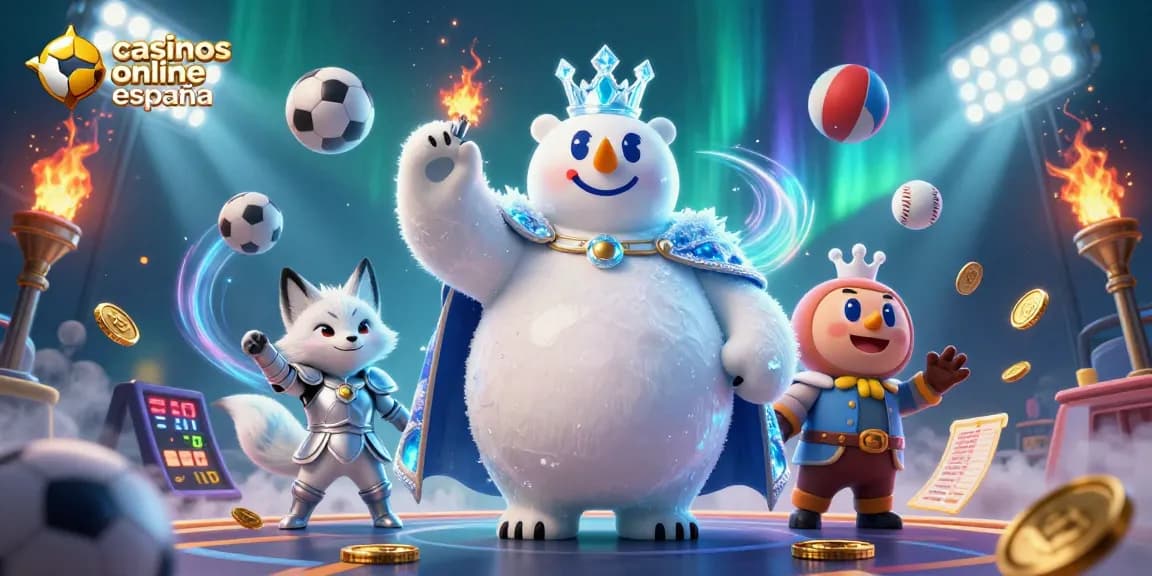 Apuesta en los mejores casinos online en España con un rey polar y su compañero en acción.