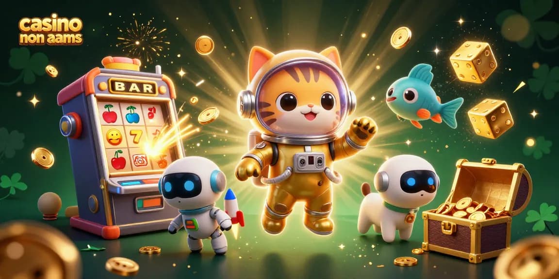 Gioca al casino non aams con simboli di jackpot e un gatto astronauta fluttuante