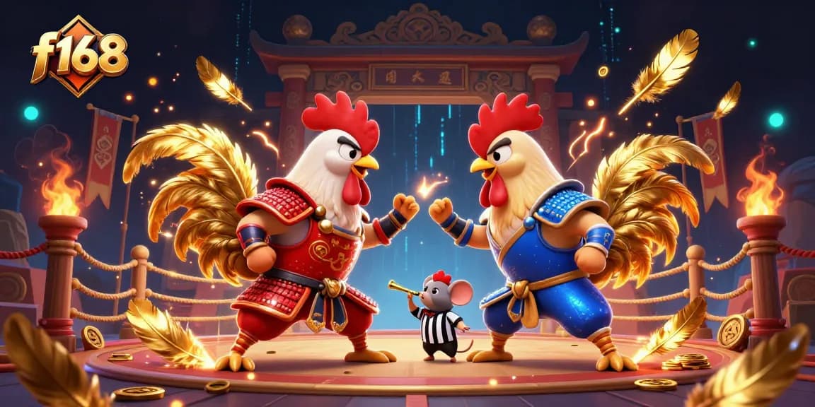 Engage in thrilling battles at f168 with fighting roosters in an epic casino showdown.