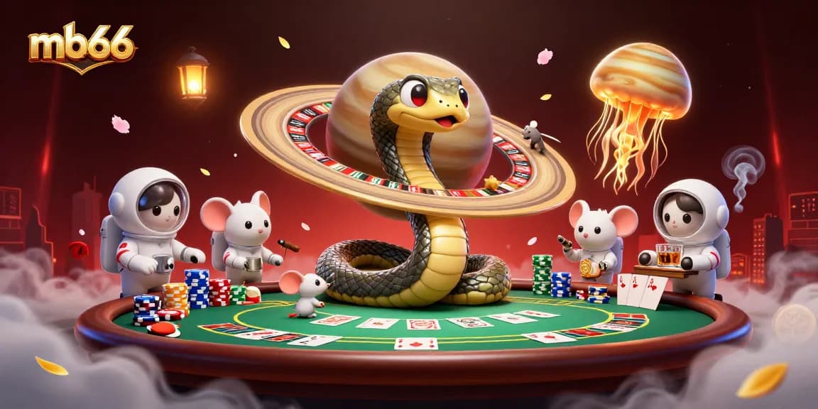 Experience the thrill of casino betting with mb66 in a vibrant 3D digital art scene.