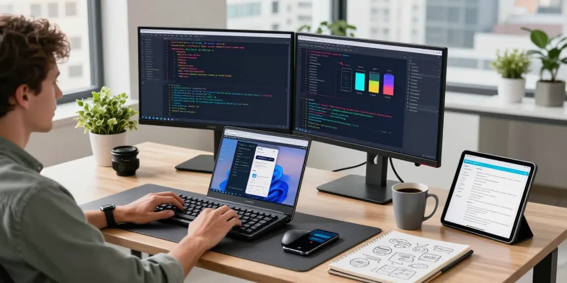 siren.clickn.co.kr/ 기술 플랫폼에서의 소프트웨어 개발자들이 협업하는 현대적인 사무실 풍경