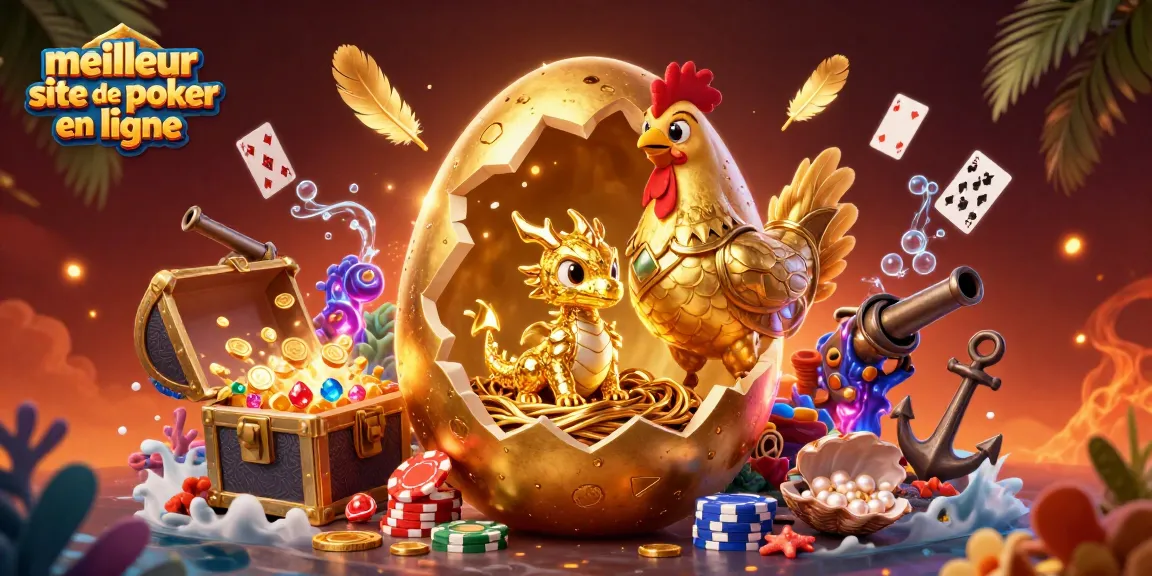 Profitez d'une scène palpitante illustrant le meilleur site de poker en ligne avec un dragon doré sur des jetons.