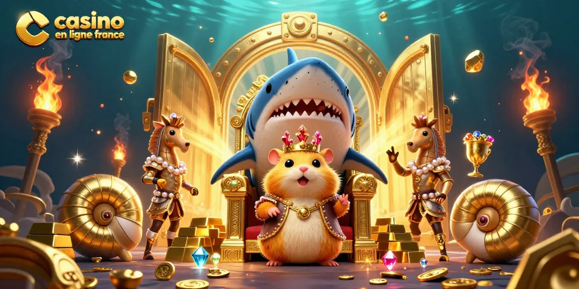 Profitez d'une expérience captivante dans un casino en ligne France avec le roi hamster sur son trône de dents de mégalodon.
