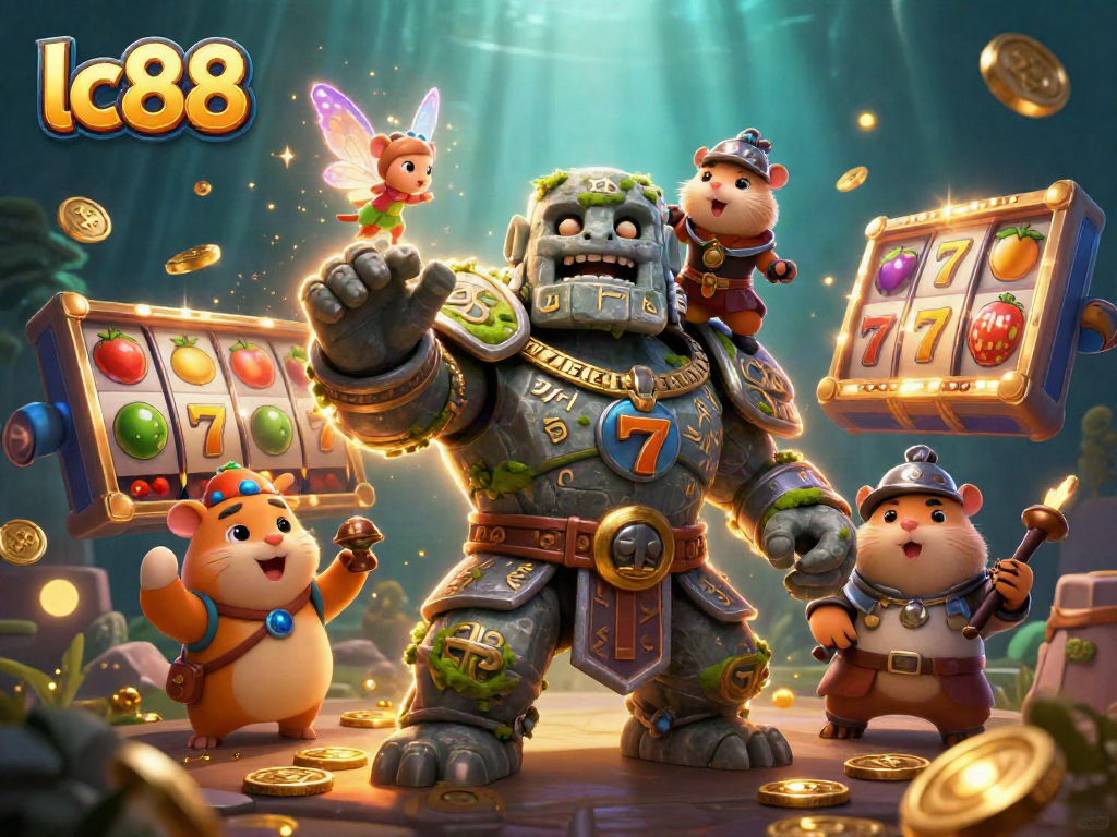 Spin slots with lc88 and magical characters in a vibrant, enchanting casino scene.