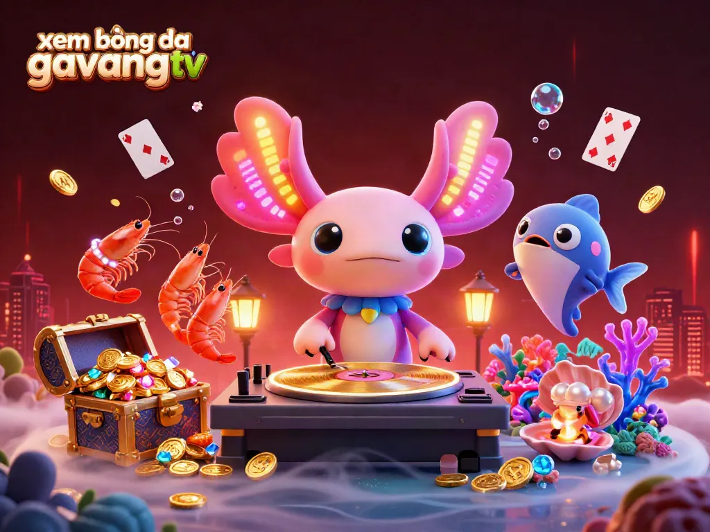 Experience the excitement of xem bóng đá gavangtv with this vibrant 3D scene of a DJ and animated creatures, encapsulating the joy of sports betting.