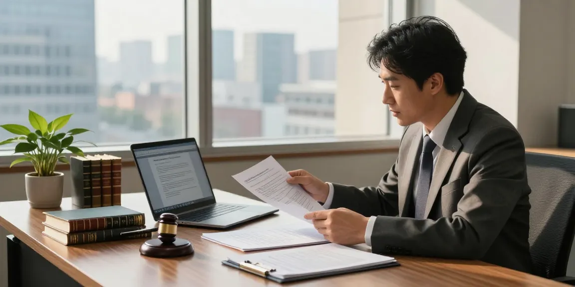 Legal consultant discussing a one-time offer with clients in a modern office setting.