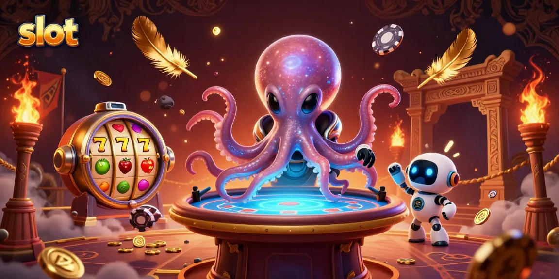 Experience thrilling slot gameplay with an alien octopus at a holographic poker table