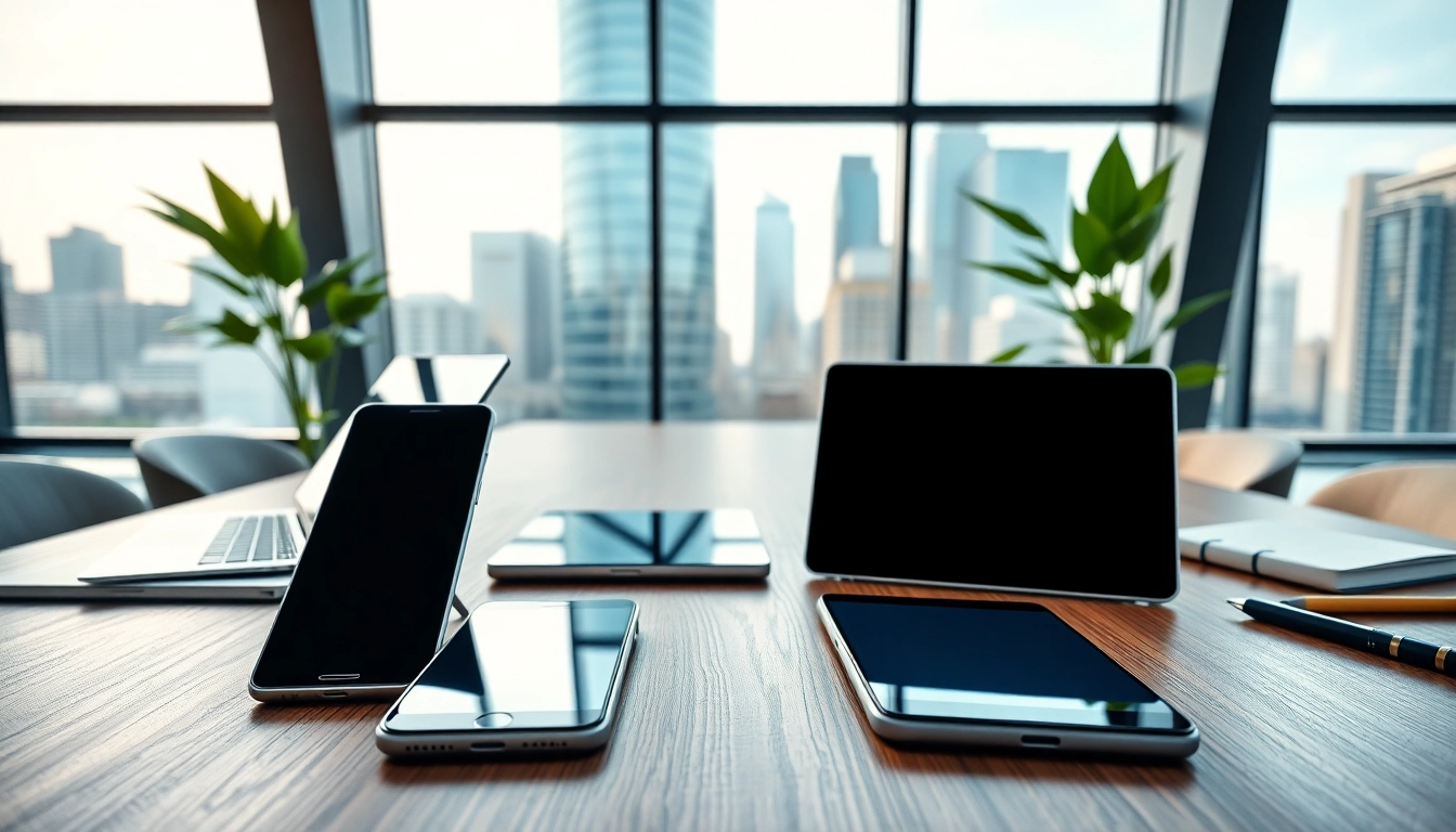 Compare which business mobile provider is best UK using featured devices in a professional office.