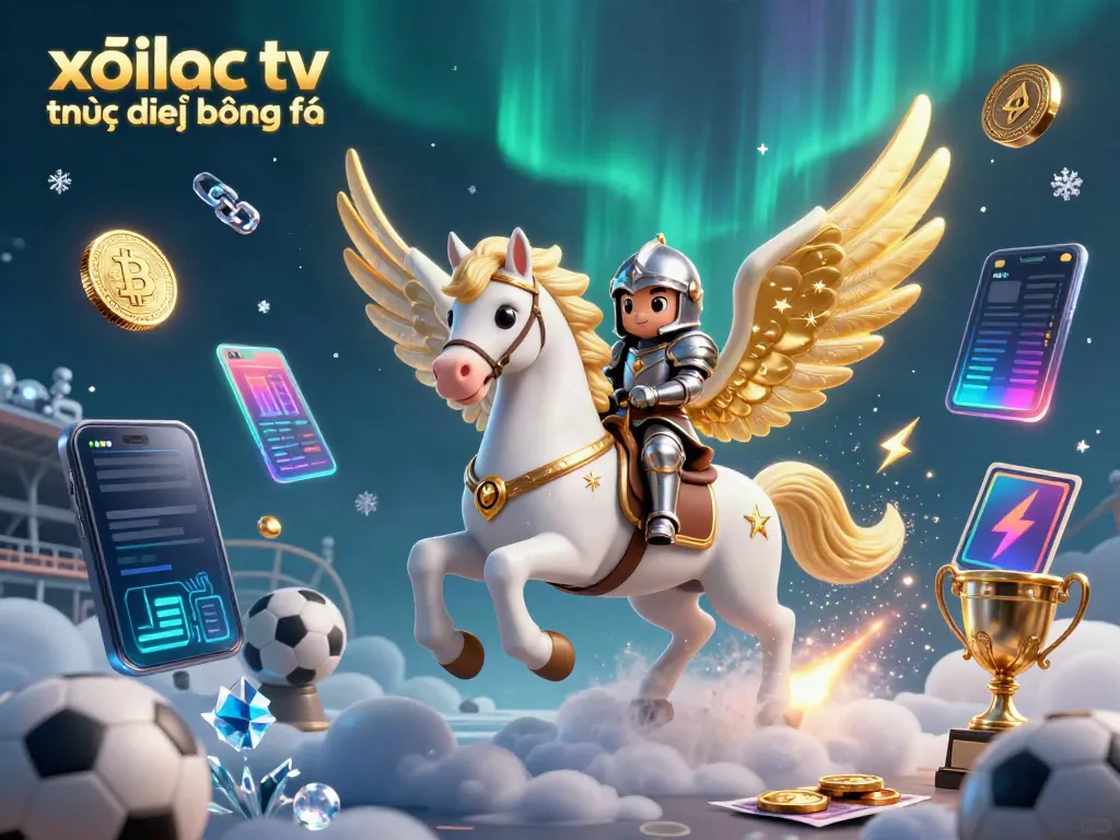 Stream sports betting action with xoilac tv trực tiếp bóng đá in an ultra-detailed 3D scene featuring knight, horse, and betting elements.