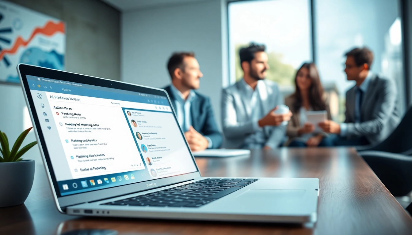AI that handles meeting follow ups efficiently in a professional virtual meeting setting.