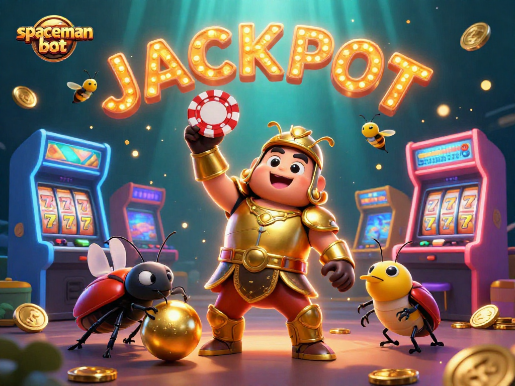 Spin and win with spaceman bot at the jackpot slot adventure filled with vibrant casino elements!