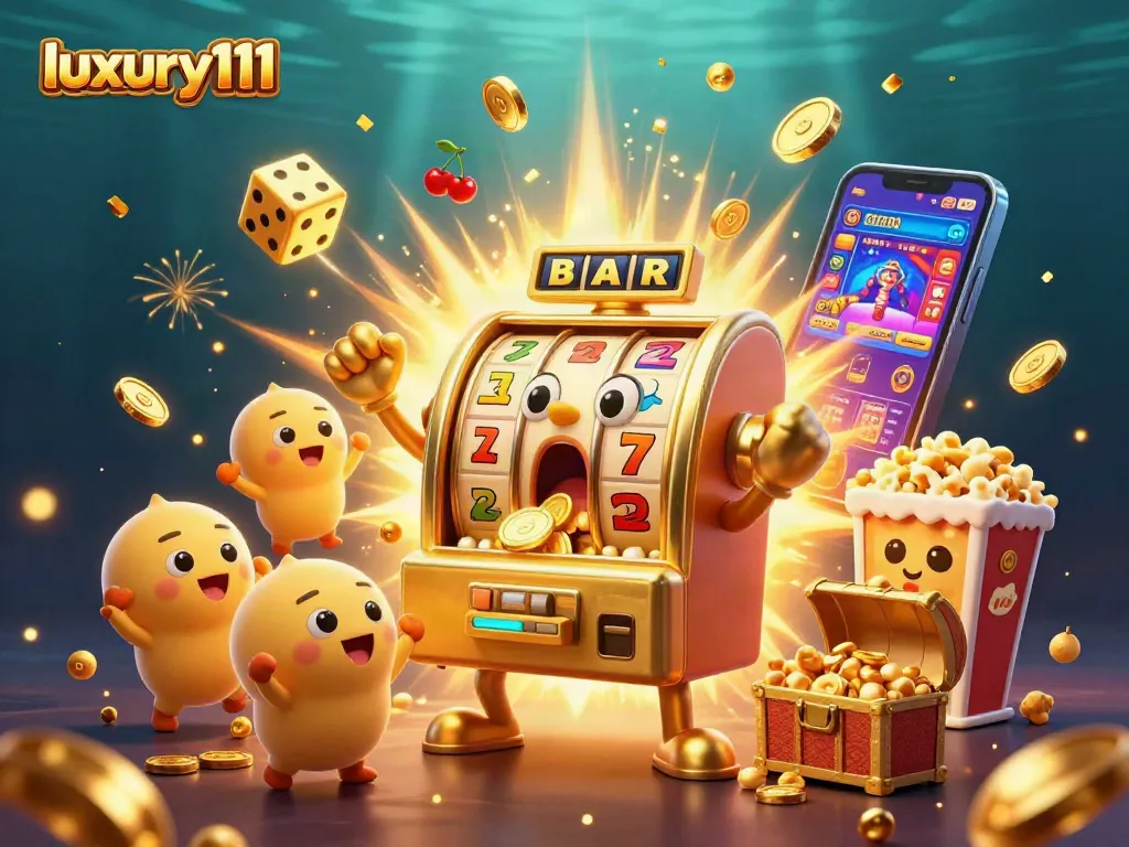 luxury111 slot machine wins jackpot with exciting visuals, capturing the thrill of casino gaming.