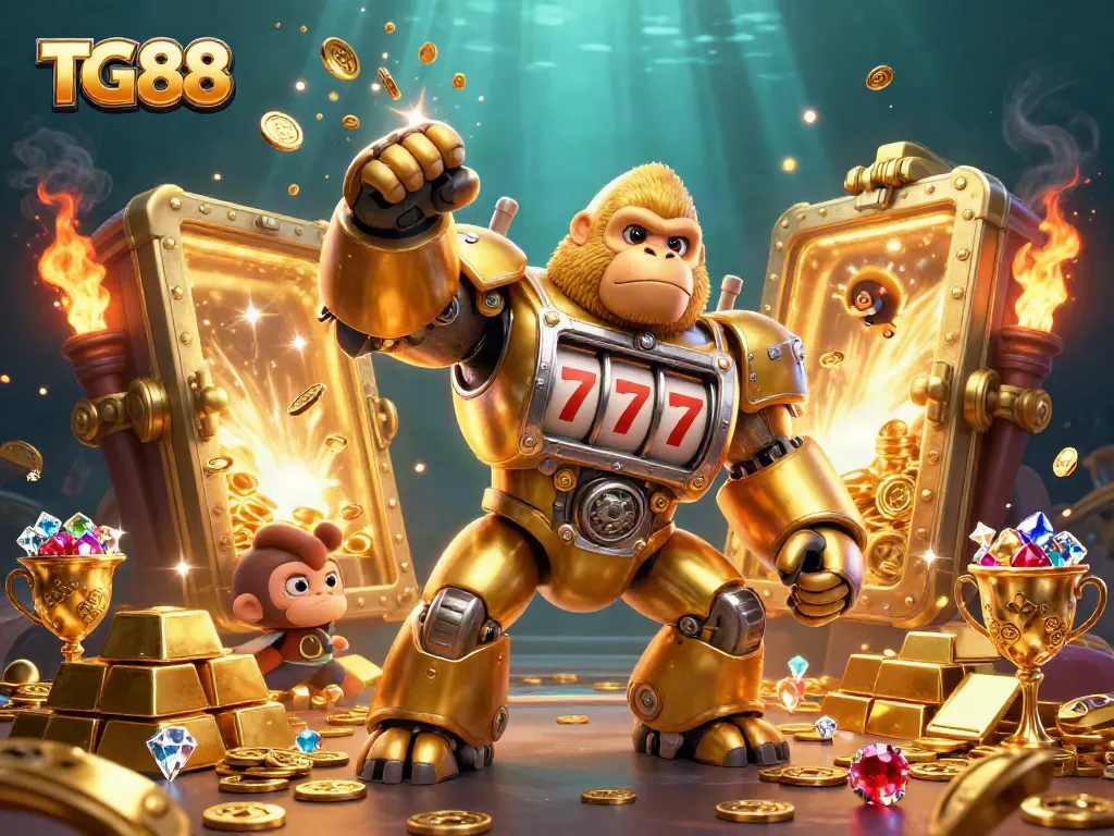 Experience thrilling wins at TG88 Casino with dynamic 3D illustration showcasing winning elements and excitement.