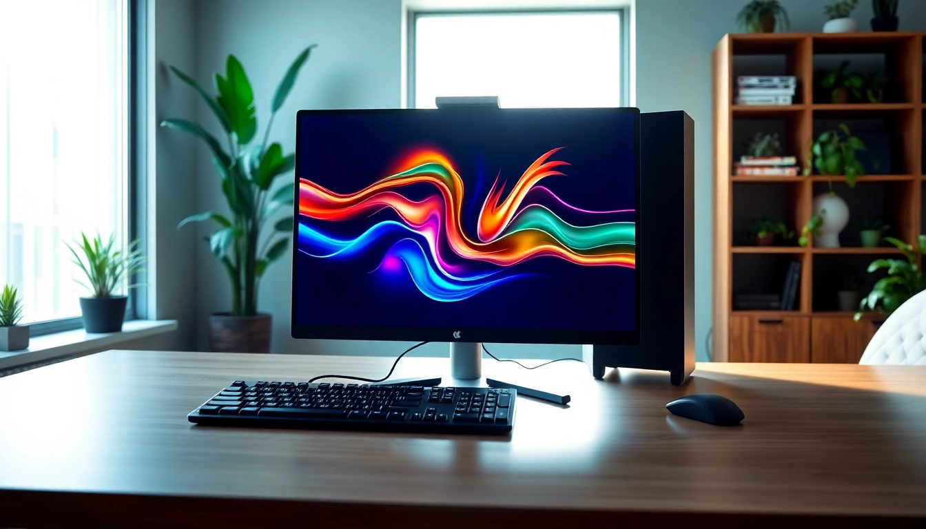 Ο υπολογιστής refurbished PC σε επαγγελματικό γραφείο με κομψή σχεδίαση.