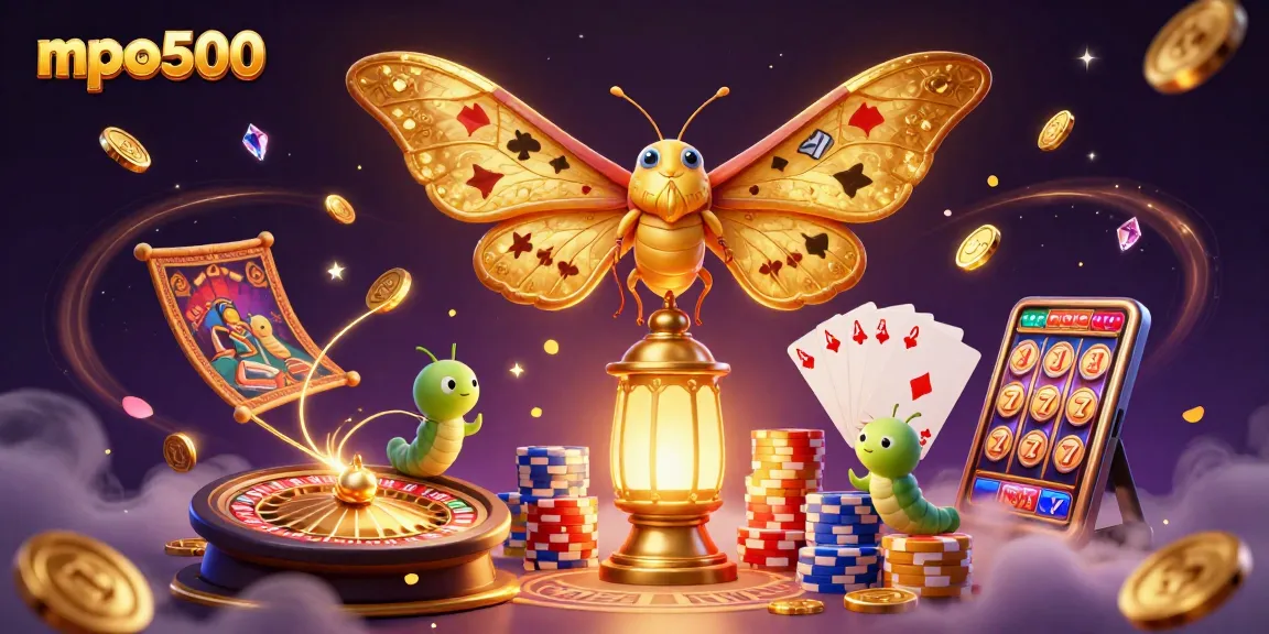 Experience mpo500's exciting gaming vibe with our vibrant 3D casino illustration showcasing lavish symbols and characters.