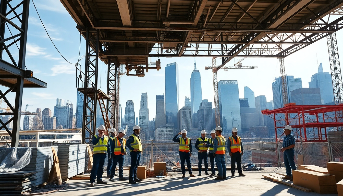 New York City Commercial General Contractor leading a construction project with an urban skyline.