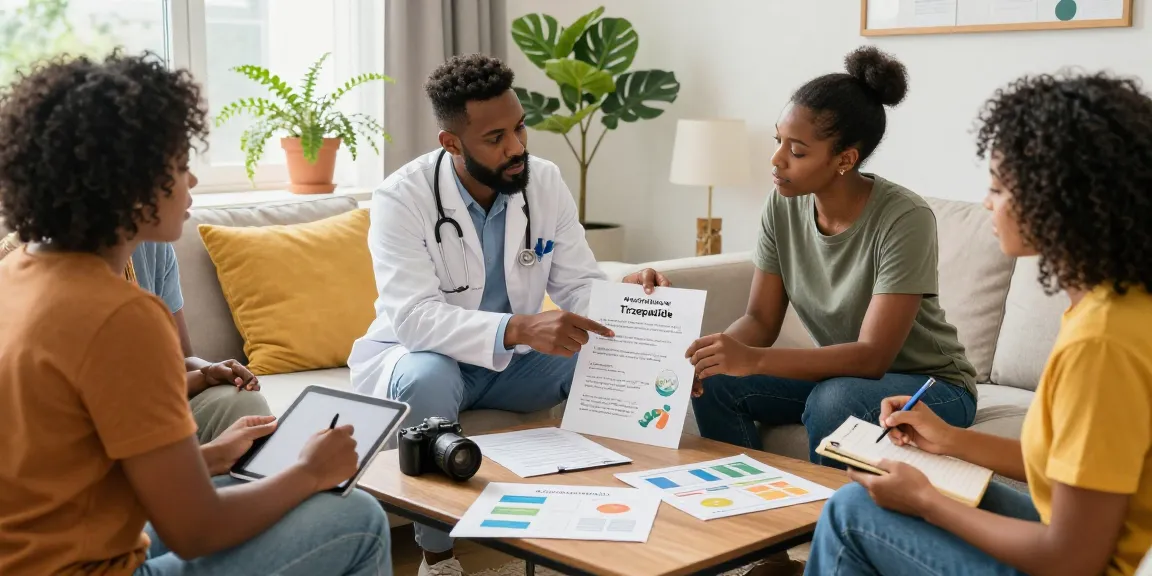 Engaging group discussion about Miravi GLP medications in a wellness setting.