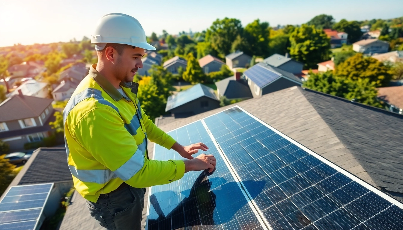 Inspecting solar panels during solar maintenance New Jersey on a sunny rooftop.