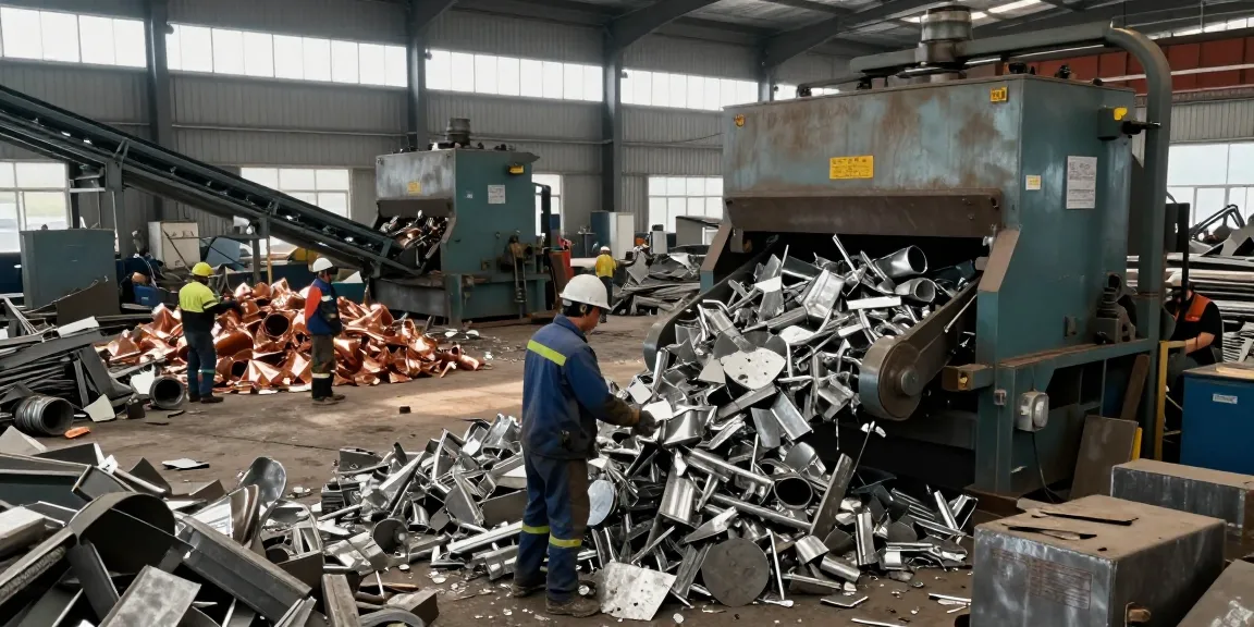 Proses pemrosesan logam bekas berkualitas dari NAGA2000 di https://www.scrapsolutionplace.com/ menunjukkan tim industri yang berdedikasi.
