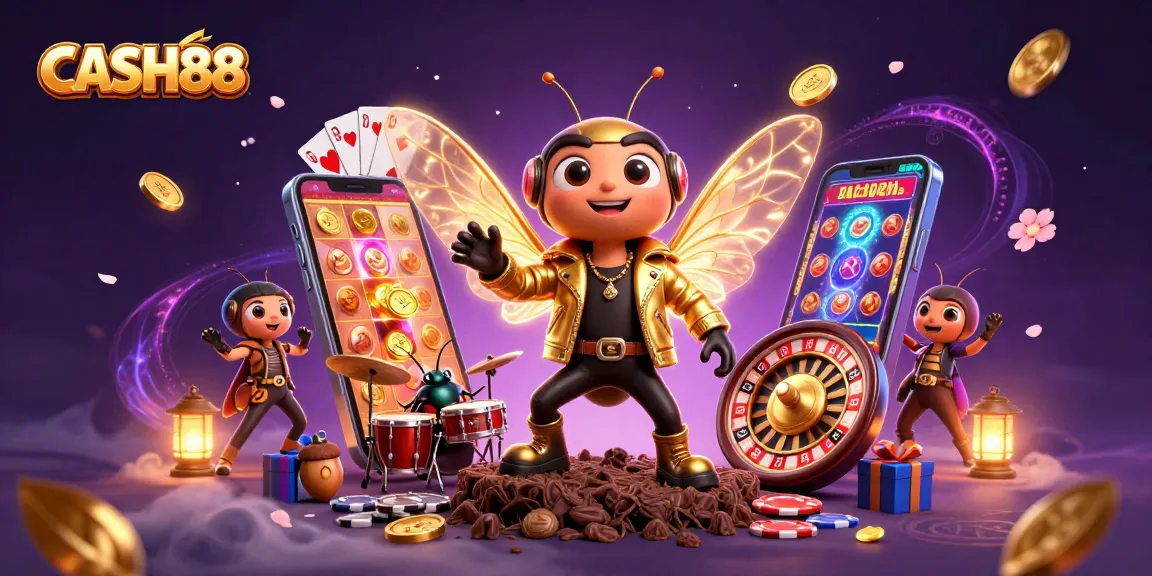 CASH88 energizes with a vibrant 3D illustration of game symbols celebrated by dynamic characters.