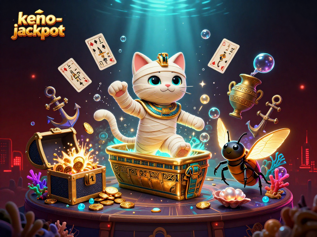 Experience thrilling keno-jackpot excitement with our vibrant, detailed casino illustration.