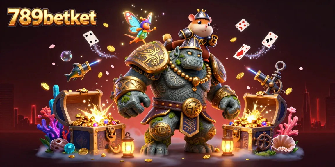 Engage with immersive 789betket gaming in this vibrant 3D illustration filled with magical adventure.