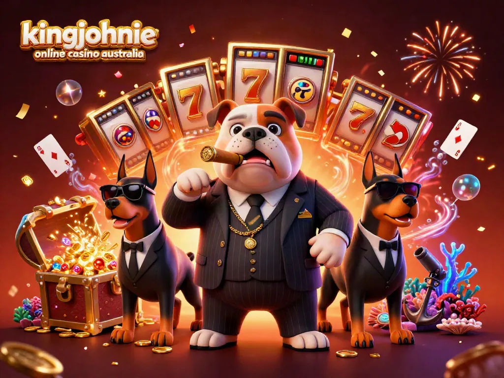 Experience thrilling gaming at kingjohnnie online casino australia with vibrant characters amidst dynamic slot elements.