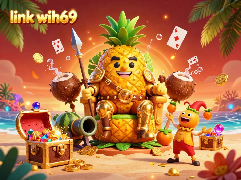 Permainan slot di link wih69 dengan Raja Nanas dan elemen kasino lainnya yang menarik.