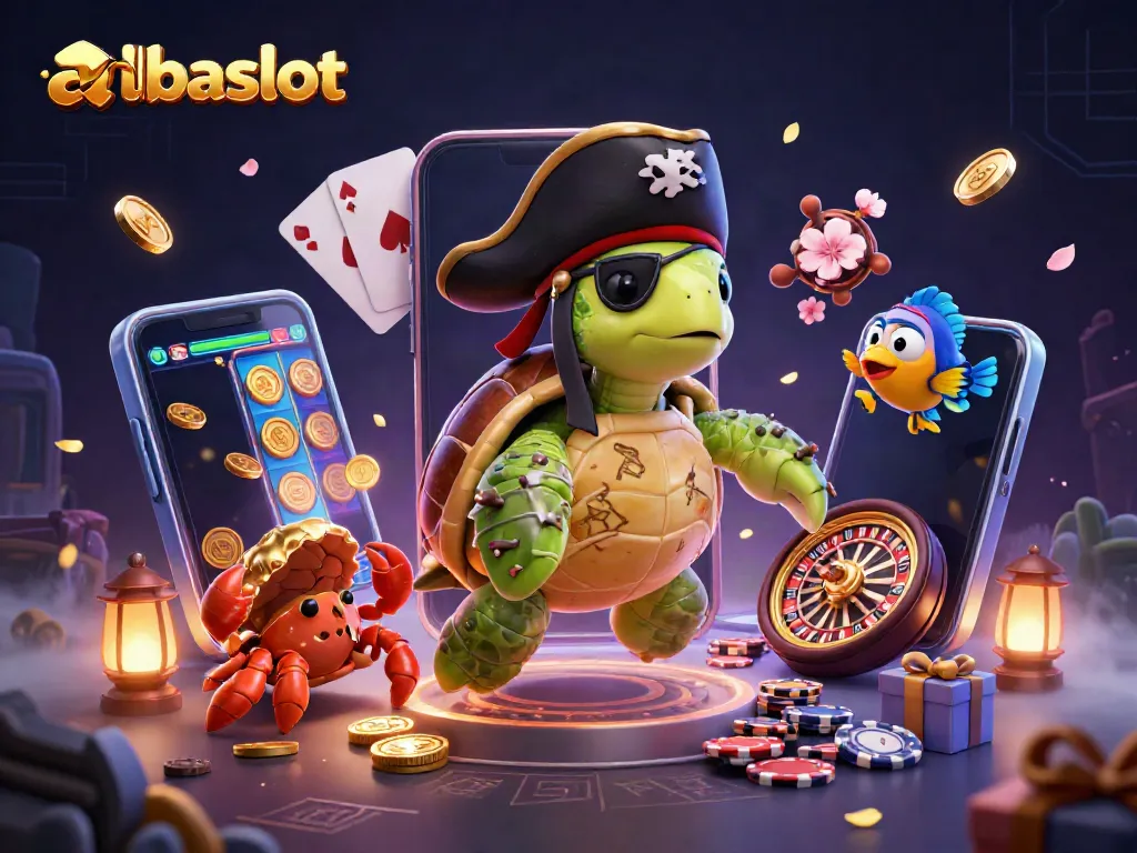 Memainkan slot albaslot dengan karakter 3D kartun unik di atas harta karun di latar yang menarik.
