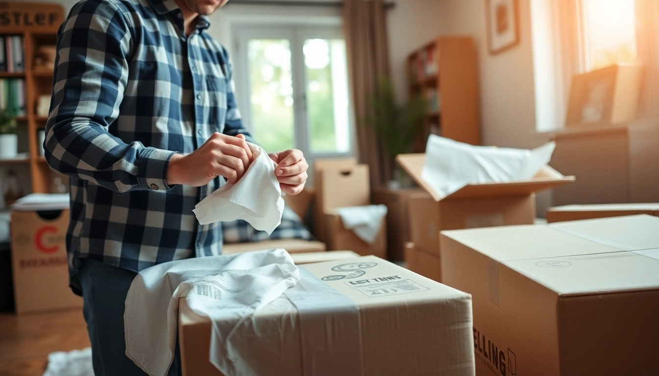 Engaging visual of Professional Packing Services, highlighting a skilled packer efficiently organizing belongings.