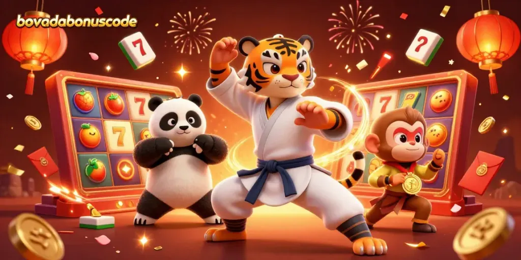 Engage with bovadabonuscode in a vibrant 3D casino scene featuring slots and playful characters.