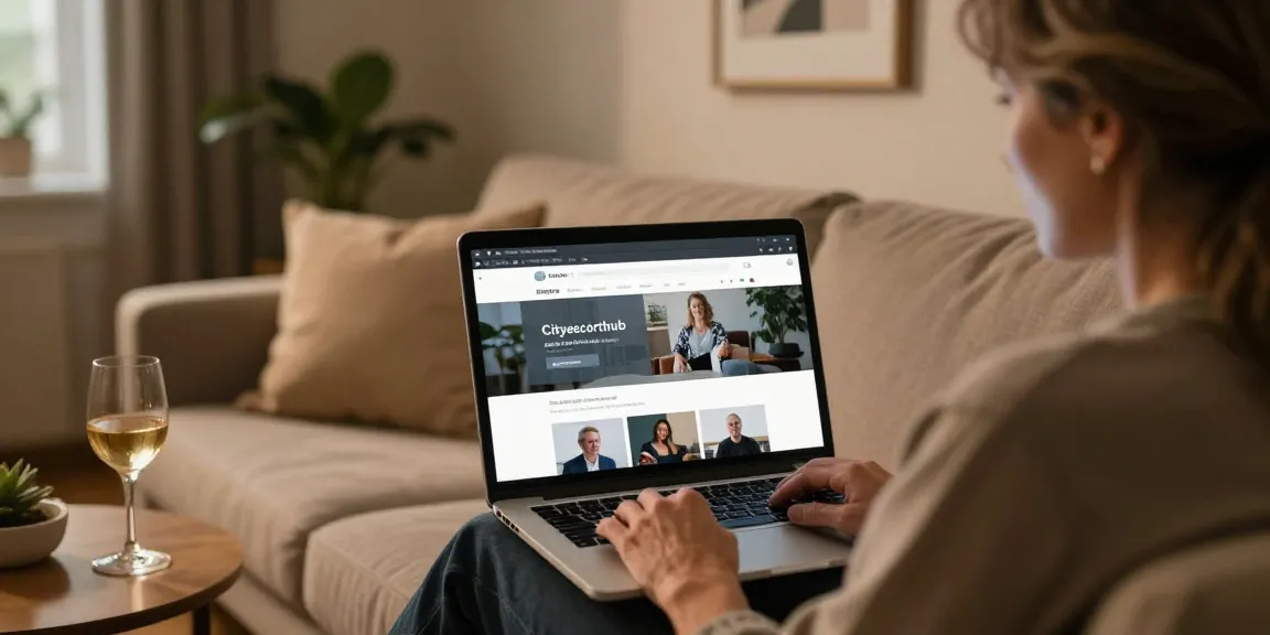 Engaged user exploring the Cityescorthub website in a cozy, inviting atmosphere.
