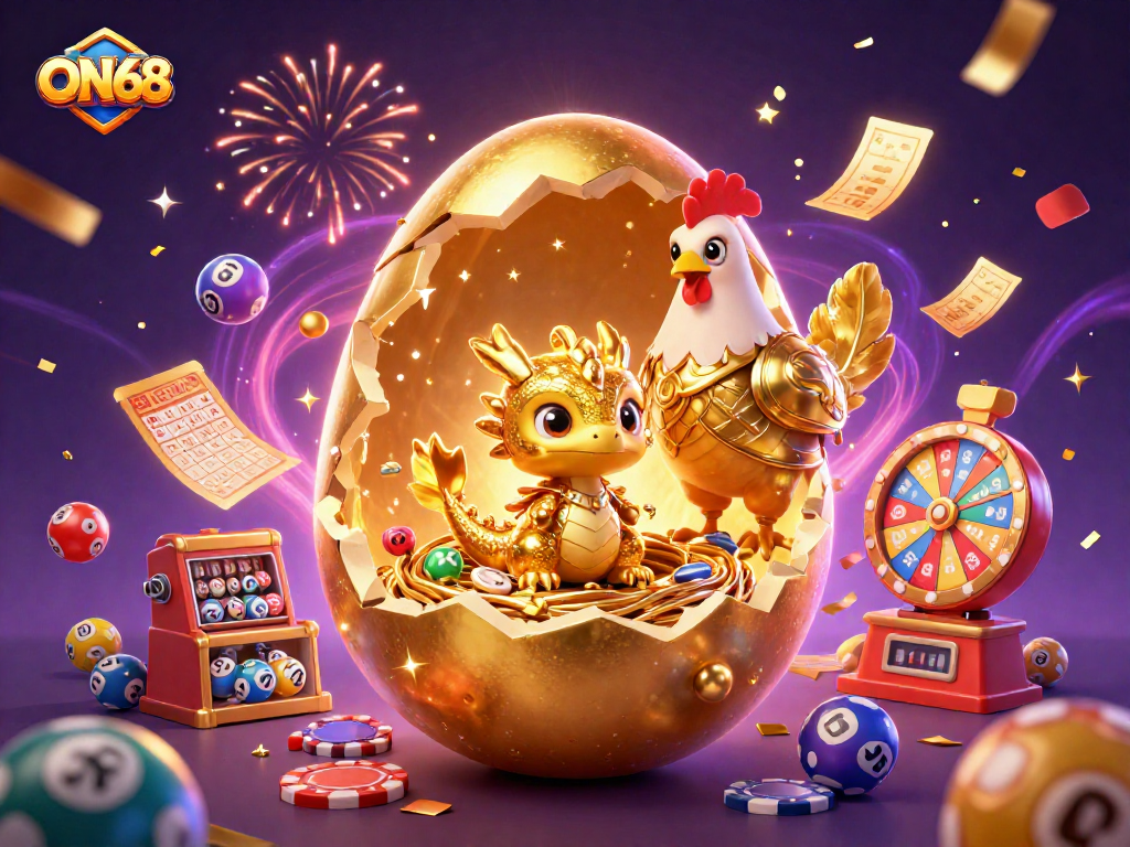 Engage with the ON68 online casino experience featuring a golden dragon and poker chips.